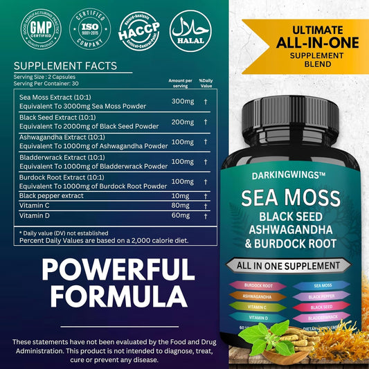 Sea Moss Advanced with Ashwagandha Skin Hair Supplements