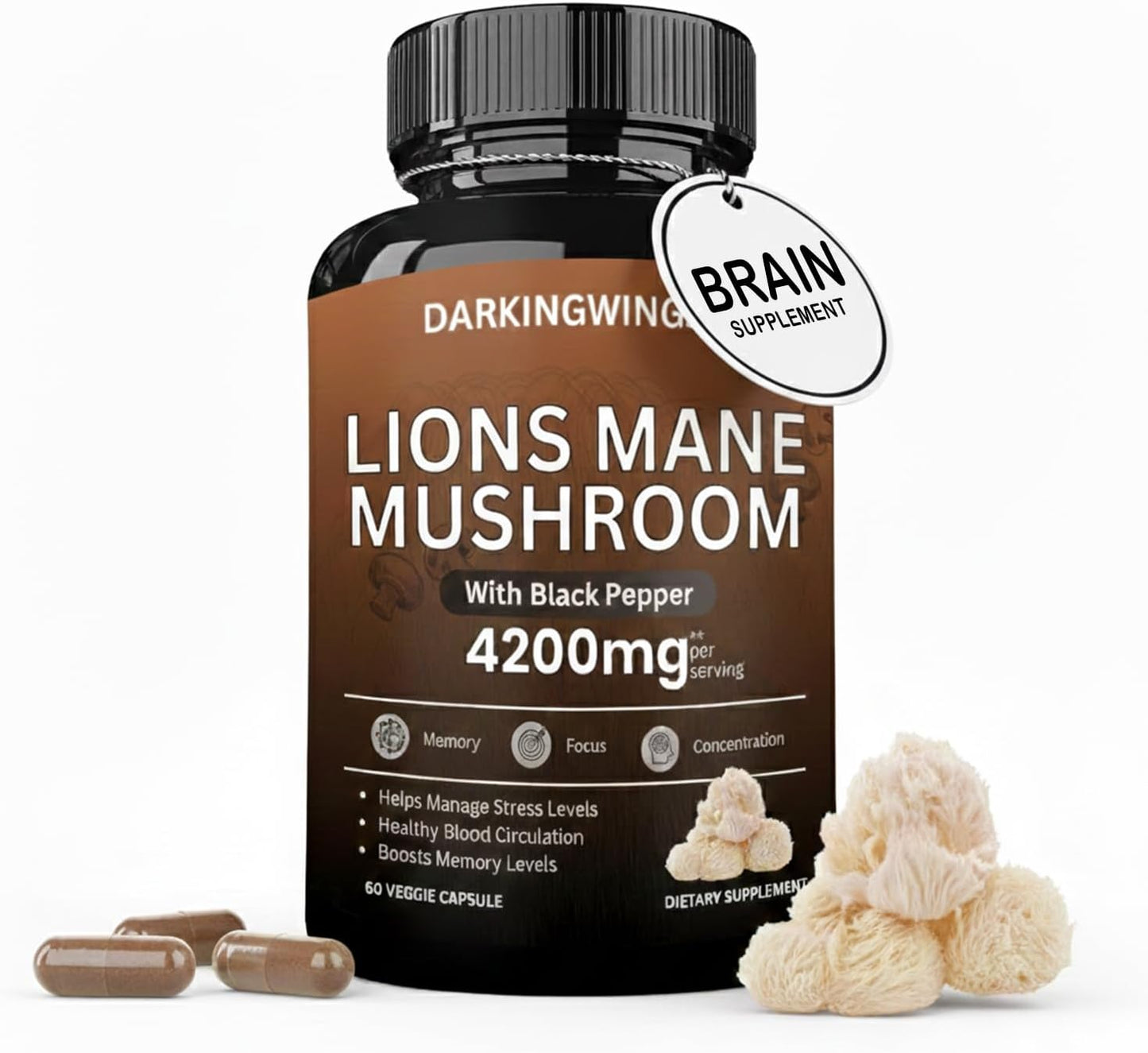 Lions Mane Supplement Capsules 4200mg