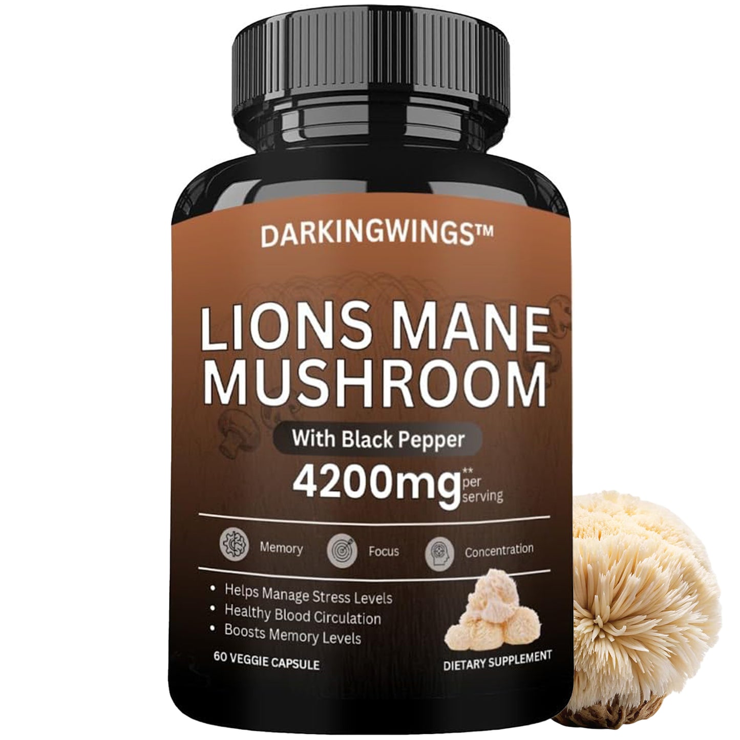 Lions Mane Supplement Capsules 4200mg
