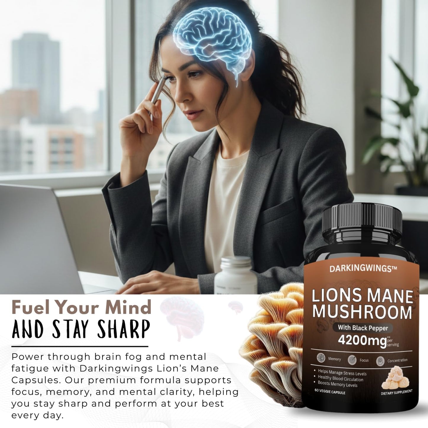 Lions Mane Supplement Capsules 4200mg