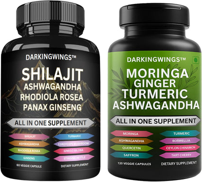 All in One Supplement - Shilajit 9000 + Turmeric Curcumin Joint Support Bundle