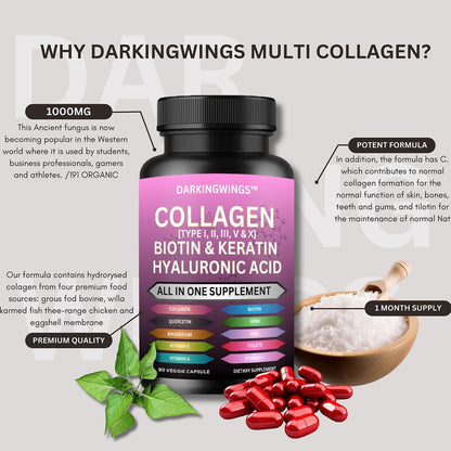 Multi Collagen Pills Peptides Hair Skin and Nails Vitamins Capsule