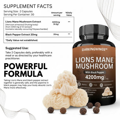 Lions Mane Supplement Capsules 4200mg