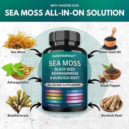 Sea Moss Advanced with Ashwagandha Skin Hair Supplements