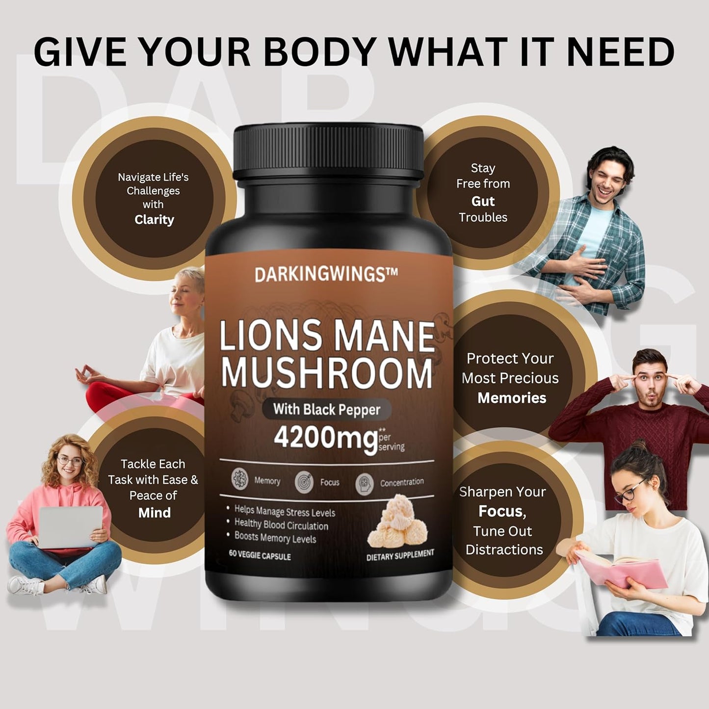 Lions Mane Supplement Capsules 4200mg