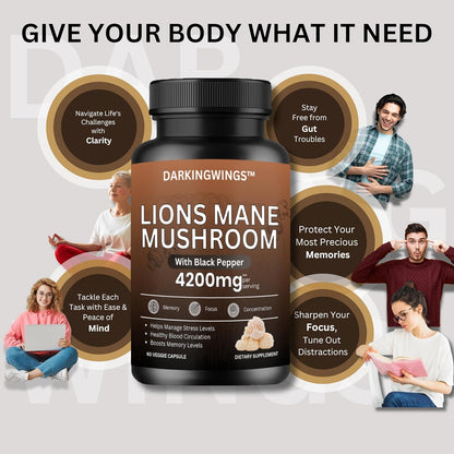 Lions Mane Supplement Capsules 4200mg