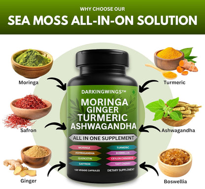 Moringa and Turmeric Curcumin Supplement for Joint Support for Women & Men