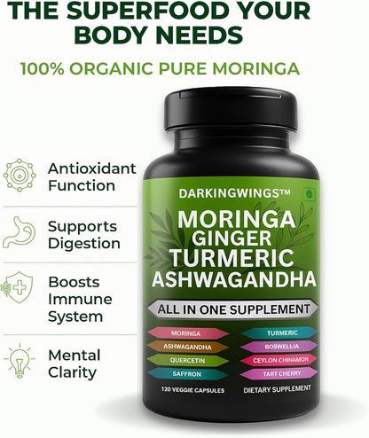 Moringa and Turmeric Curcumin Supplement for Joint Support for Women & Men