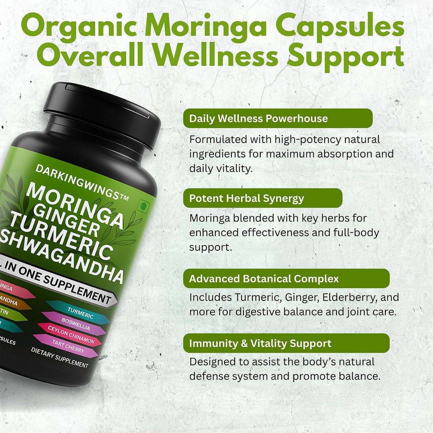 Moringa and Turmeric Curcumin Supplement for Joint Support for Women & Men