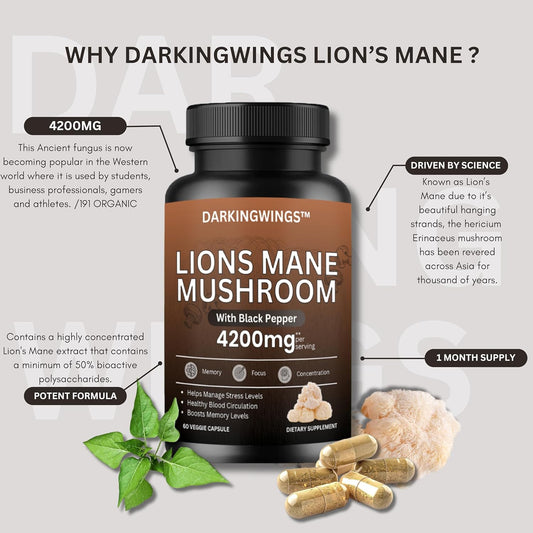 Lions Mane Supplement Capsules 4200mg