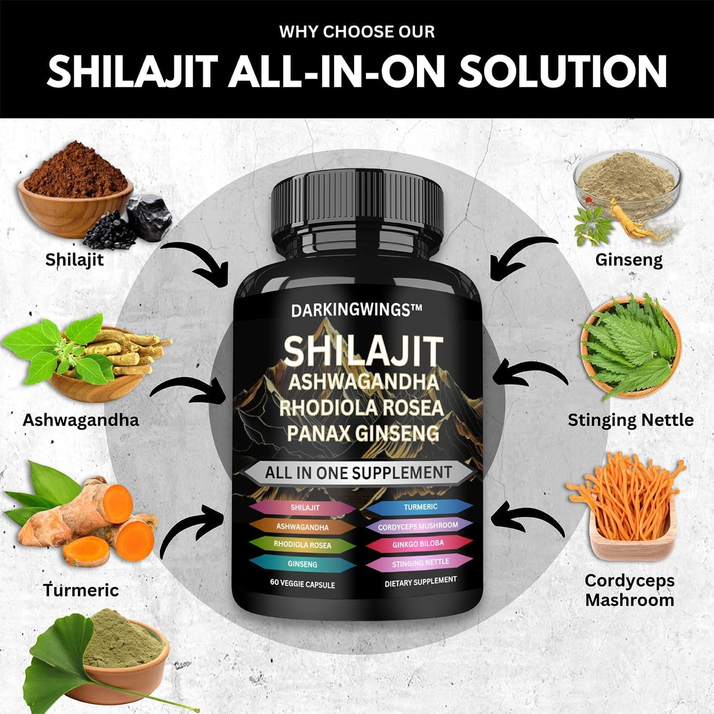 Shilajit, Panax Ginseng & Ashwagandha Capsule
