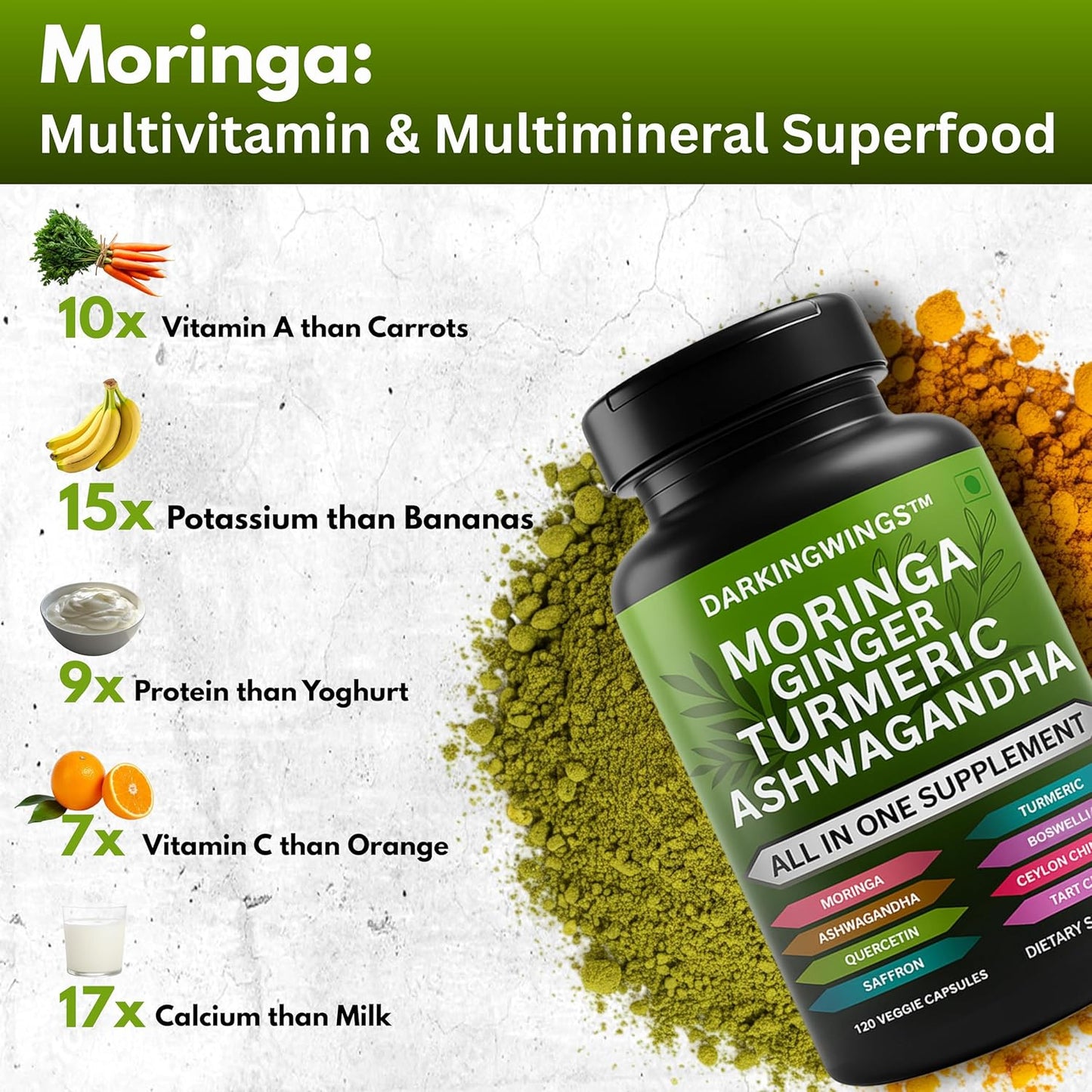 Moringa and Turmeric Curcumin Supplement for Joint Support for Women & Men