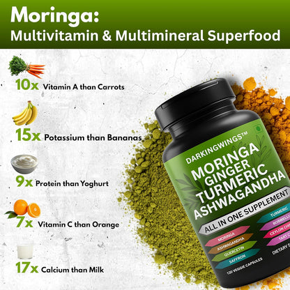 Moringa and Turmeric Curcumin Supplement for Joint Support for Women & Men