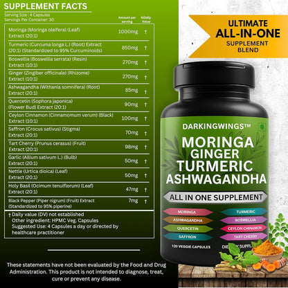 Moringa and Turmeric Curcumin Supplement for Joint Support for Women & Men