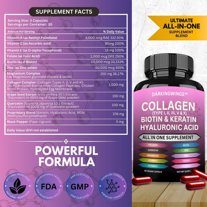 Multi Collagen Pills Peptides Hair Skin and Nails Vitamins Capsule