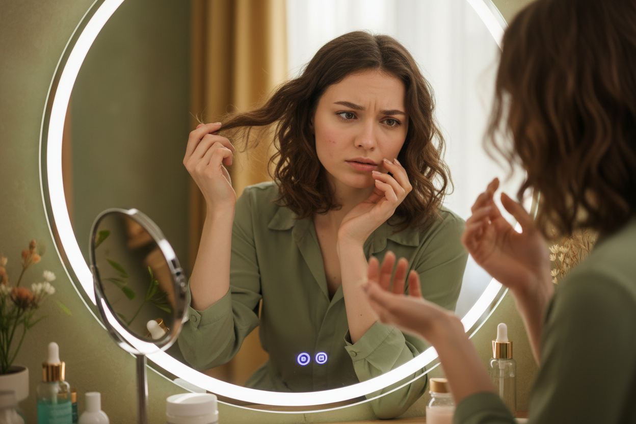 Girls with hair skin nail problem